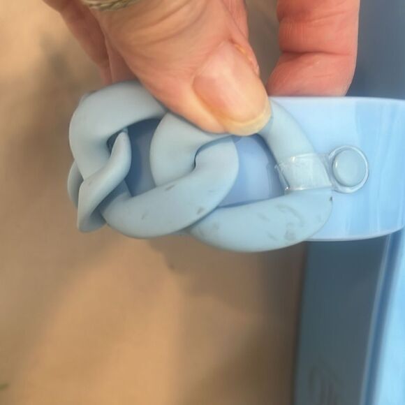 Light blue size 8 jelly rubber chain detail flat flip flops sandals GUC No box - Picture 10 of 14